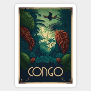 Congo Rainforest Vintage Travel Art Poster Sticker